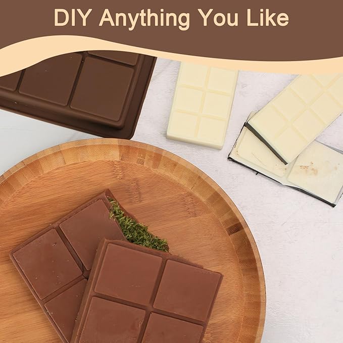Chocolate Bar Mold, 1 Inch Deep Chocolate Molds Silicone for Homemade Dubai Pistachio/Candy/Snacks, 2 Pcs Large Silicone Molds with Three Bars Cavities, Food Grade and Break Apart