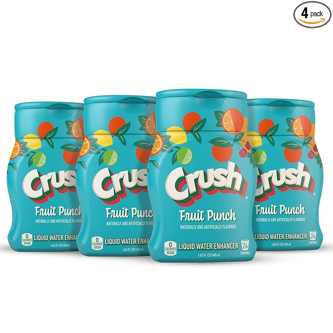 Crush, Fruit Punch, Liquid Water Enhancer – New, Better Taste (4 Bottles, Makes 96 Flavored Water Drinks) 1.62 Fl Oz (Pack of 1)