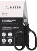 Misen Heavy Duty Kitchen Shears - Comfortable Ambidextrous Scissors for Meat, Poultry, Herbs & More - Easy to Clean - German Stainless Steel - Small | Black