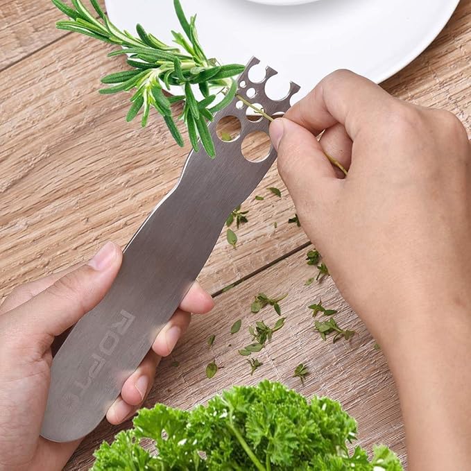 Herb Stripper Stainless Steel Kitchen Herb Leaf Stripping Tool Metal Herb Pealer LooseLeaf Kale Razor for Kale, Chard, Collard Greens, Thyme, Basil, Rosemary
