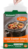 Slow Cooker Liners, Hotensil 14"x 22" 10 Count Cooking Bags Large Size Disposable Pot Liner, Fit 6QT to 10QT for Slow Cooker Cooking Trays, Multi-Purpose Durable Liners Plastic Bags, BPA Free