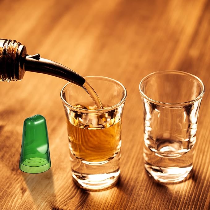 Chengu 24 Pieces Liquor Bottle Covers Pour Spout Covers Bar Toppers for Bottles Universal Pour Dispenser Dust Translucent Silicone Rubber Spout Caps for Bar Home Kitchen Tools Supplies (Green)