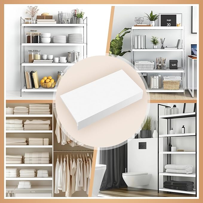 5 Pcs Wire Rack Covers 33x16x3 inch PVC Pantry Shelf Cover 0.31 inch Thick Removable Closet Wire Rack Shelf Covers,Decoration Kitchen Bathroom Office Shelving (Light luxury white,33x16x3 inch)