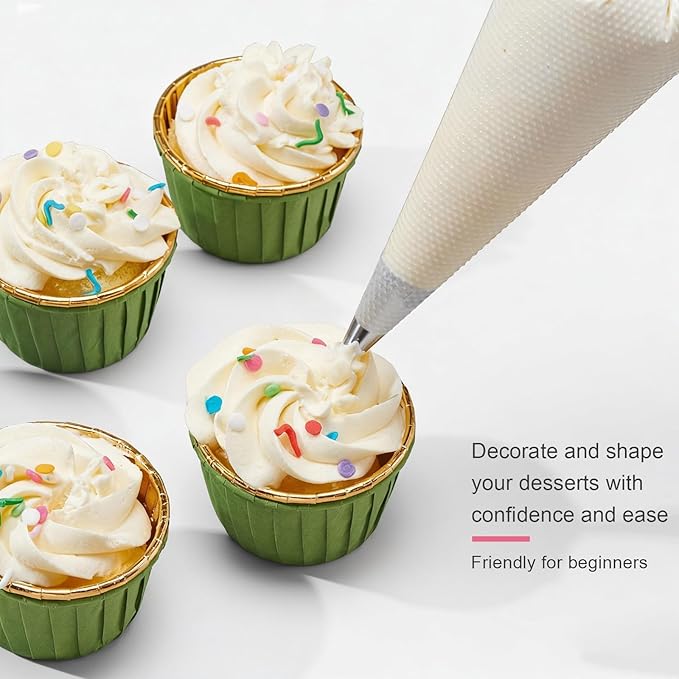 Keenpioneer 14-Inch Disposable Decorating & Pastry Bags, Tipless Icing Piping Bag for Cake, Cream Frosting and Cookie Decoration, Pack of 100 (Clear)