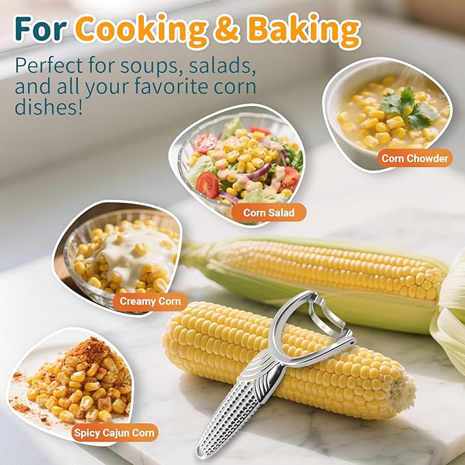 Corn Stripper Tool, Stainless Steel Corn Peeler - Easy to Use Manual Tool for Corn on the Cob Kitchen Gadget