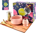 Matcha Whisk Set, 8Pcs Pink Matcha Kit Tea Set with Ceramic Bowl and Whisk Holder, Bamboo Scoop, Sifter, Perfect for Matcha Starter, Cute Matcha Powder Kit, Top Gifts for Women, Friends, Birthday