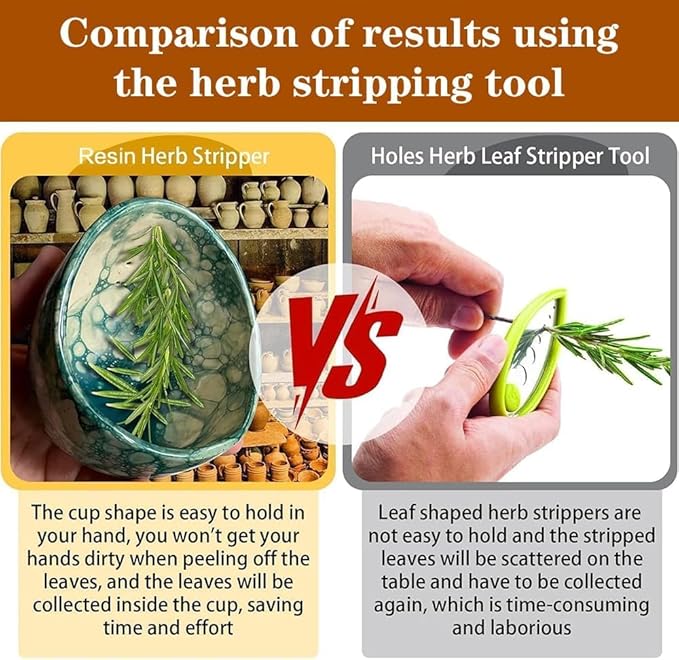Premium Herb Stripper Bowl,2025 New Pottery Herb Stripper Bowl With Various Hole Sizes,Efficient Herb Peeling Cup For Salads Cooking,Pottery Kitchen Tool For Meal Prep (White)