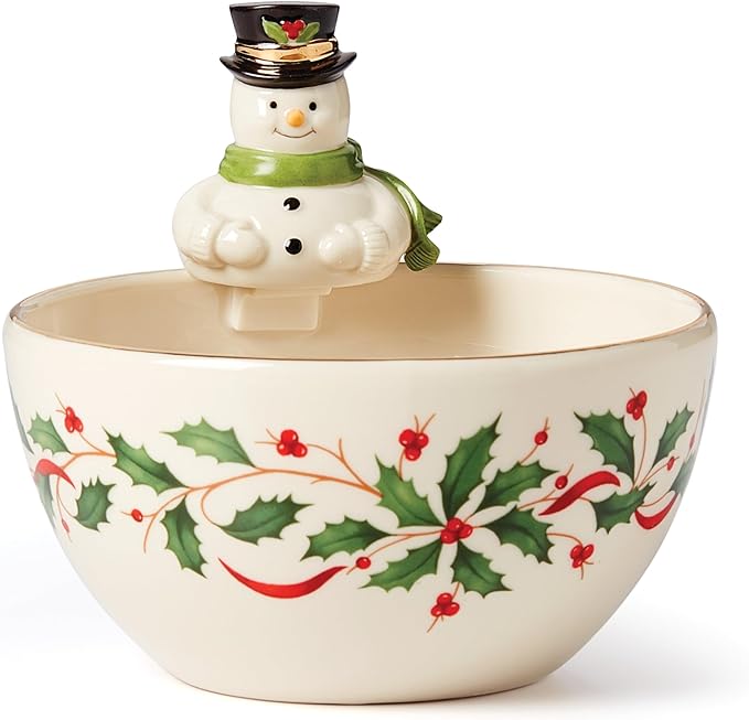 Lenox 893504 Holiday Snowman Bowl, Christmas Hosting