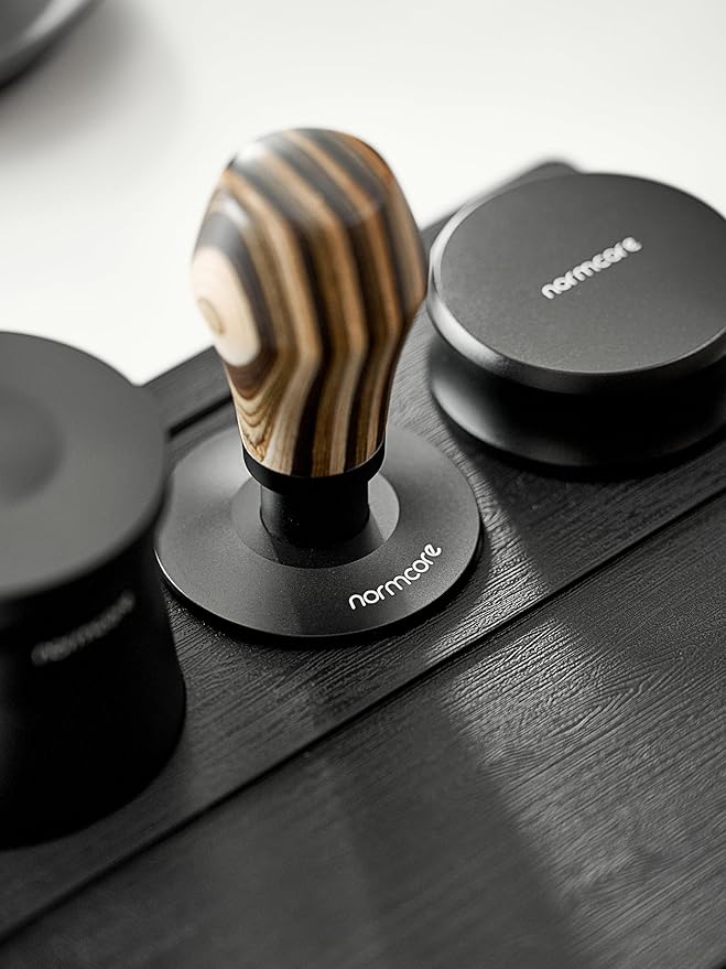 Normcore 58.5mm Coffee Tamper V4.1, Espresso Spring Loaded Tamper With Titanium PVD Coating Flat Base, 15lb / 25lb / 30lbs Replacement Springs, Colorful Wood Handle