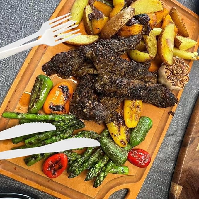 heavy duty 200 knives, 100% Compostable disposable utensils, Eco Friendly Silverware for Party, Wedding, Office, BBQ, Picnic