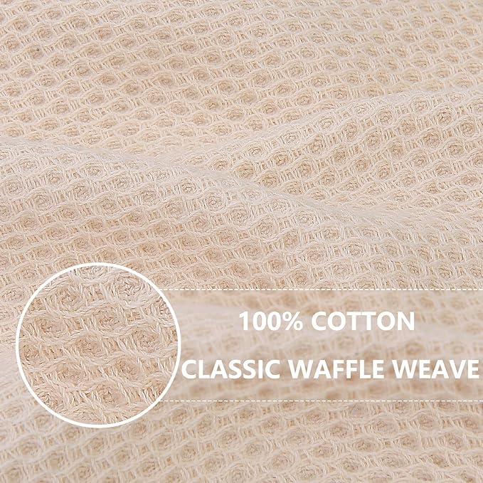 Homaxy 100% Cotton Waffle Weave Kitchen Dish Cloths, Ultra Soft Absorbent Quick Drying Dish Towels, 12 x 12 Inches, 6-Pack, Beige
