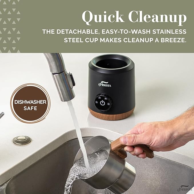 All in One 16oz Stainless Steel Electric Milk Frother | Foam Maker for Coffee | Hot and Cold Froth, Heated Milk, Hot Chocolate and More | Dishwasher Safe and Easy to Clean