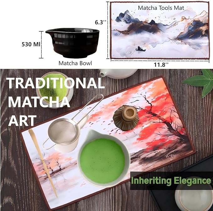 Matcha Whisk Holder Matcha Chasen Whisk Stand Ceramic Holder fit for Traditional Japanese Tea Ceremony Starter Matcha Tools Matcha Bowl (Green Matcha Bowl)