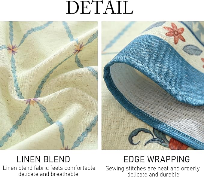 ISAENNE Designer Linen Floral Small Square Tablecloth,Light Green Farmhouse Durable Table Cloth,Washable Decor Tablecloths for Dining Kitchen Thanksgiving Christmas,55"*55"-Floralsea B