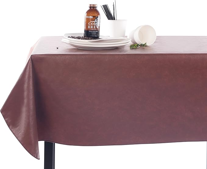 Yourtablecloth Heavy Duty Vinyl Rectangle or Square Tablecloth – 6 Gauge Heavy Duty Tablecloth – Flannel Backed – Wipeable Tablecloth with Vivid Colors & Many Sizes 52 x 120 Black