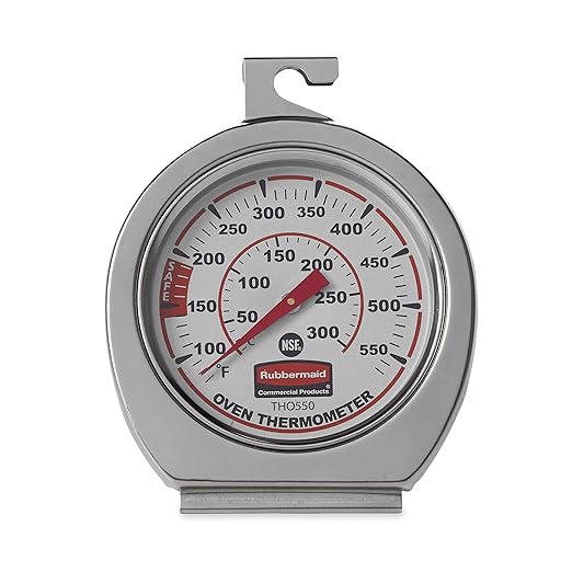 Rubbermaid Commercial Products Stainless Steel Monitoring Thermometer, Safe for Inside Oven/Grill/Smoker, 60-580°F Range, Easy to Read Food Thermometer For Food Resturant/Home Cooking