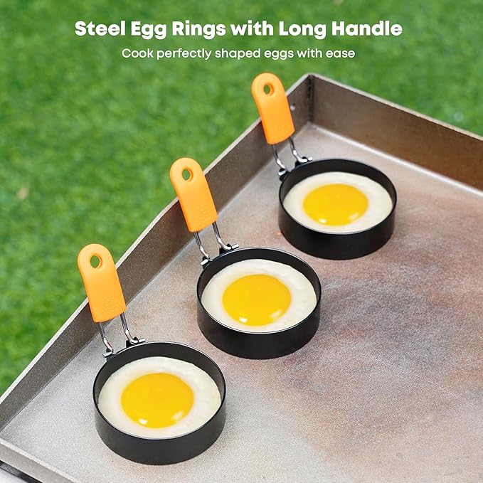 Stanbroil 10 Piece Griddle Breakfast Kit, Complete Griddle Accessories Set for Blackstone, Pancake Batter Dispenser, Stainless Steel Bacon Press & Scraper, Basting Brush, 4 Egg Rings & 2 Oil Bottle