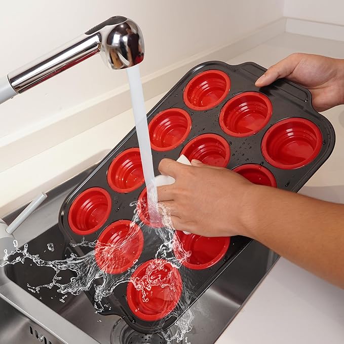 Silicone Muffin Pans for Baking with Metal Reinforced Frame, Nonstick Cupcake pans 12 regular size, Muffin Tin Easy to Pop, Silicone Egg Bite Molds for Oven Dishwasher Safe