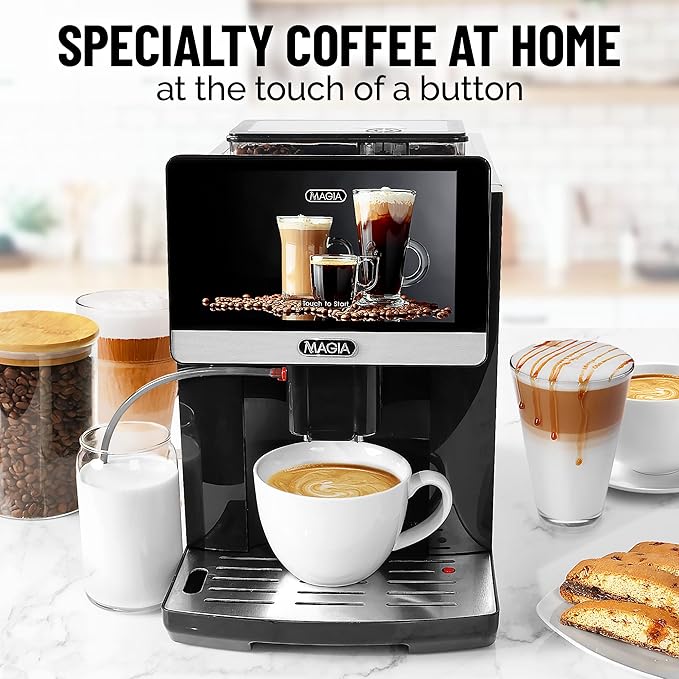 Zulay Magia Fully Automatic Espresso Machine With Grinder - 19 Customizable Coffee Options - Auto-Cleaning For Easy Maintenance - Milk-Foam System For Latte, Cappuccino, Macchiato - New Silver