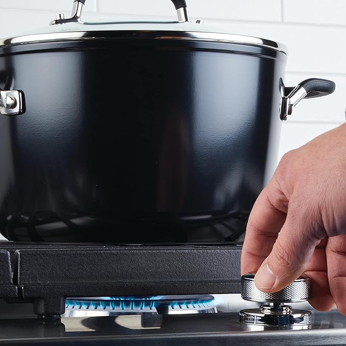 KitchenAid 84805 Hard Anodized Nonstick Stockpot with Lid, 8 Quart - Onyx Black