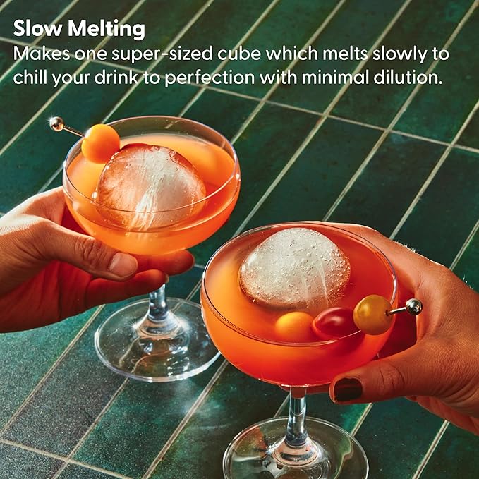W&P Peak Silicone Single Sphere Ice Mold w/ Cover | Charcoal | Easy to Remove | Round Cocktail Whiskey Drink Ice Maker | Food Grade Premium Silicone | Dishwasher Safe, BPA Free