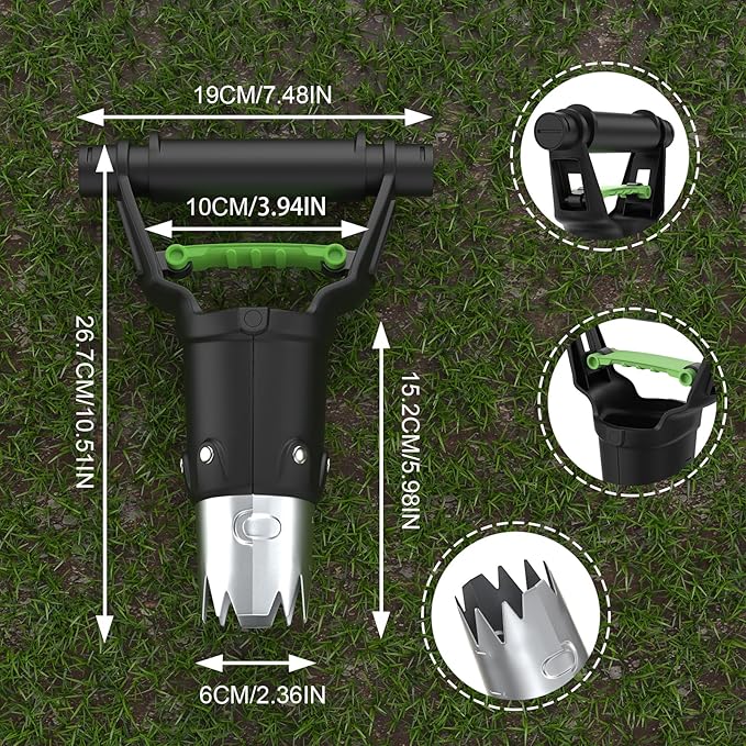 Gardtech Sturdy Bulb Planter, 5 inches Depth Hand Bulb Planting Tool, Heavt Duty Stainless Steel Garden Soil Release Tool & Transplanter for Plants Seeds and Digging Tulips