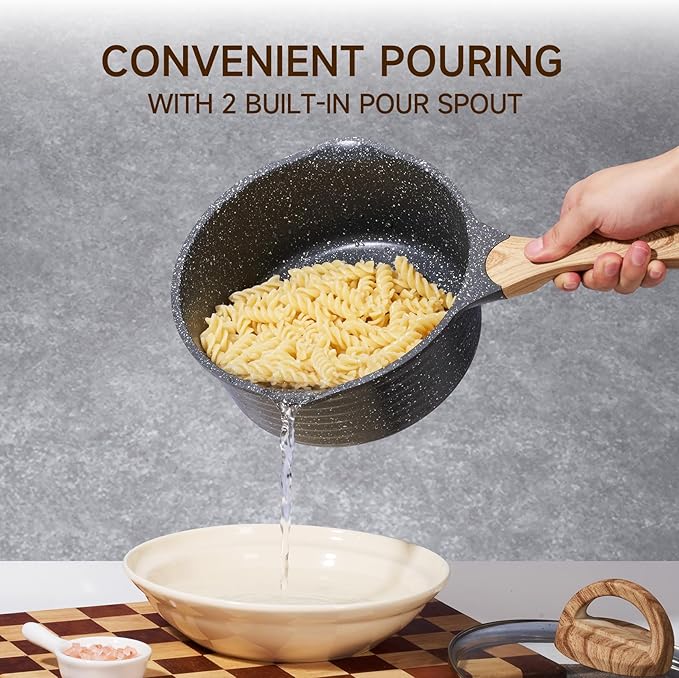 JEETEE 2.5 Quart Sauce Pan with Lid, Non Stick Small Pot with Coating, Masterclass Cookware Sauce Pot for Cooking, PFOA/PFOS Free