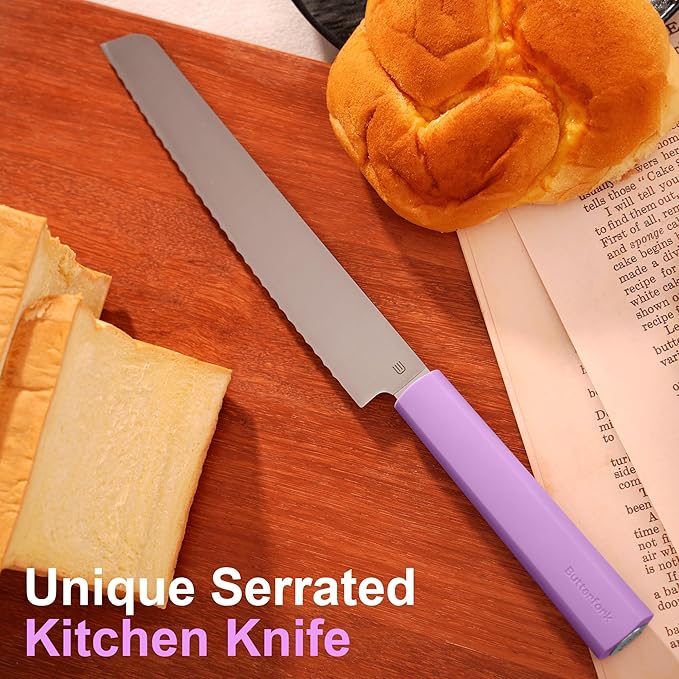 7.5" Serrated Bread Knife for Homemade Bread, Razor Sharp AR-RPM9 Steel & Innovative Wavy Edge, Professional Serrated Knife for Sourdough Bread Cake, Gift Box for Baker Home Chefs