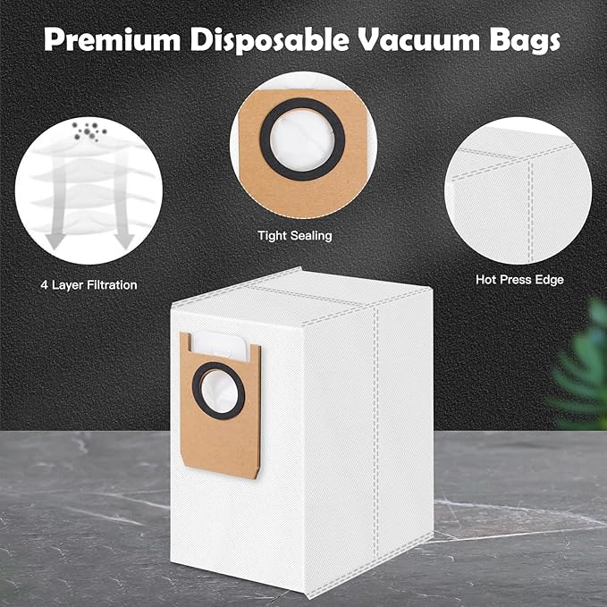 12 Pack Dust Bags Compatible with Eufy Omni S1 Pro, Omni S1 Robot Vacuum, 4-Layer Replacement Disposable Bags