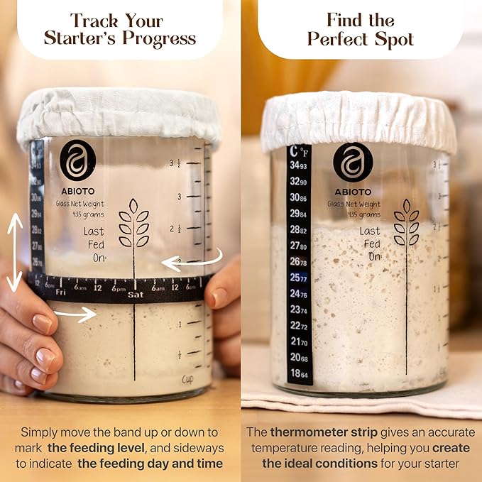 Sourdough Starter Kit with 10" Round & 11" Oval Banneton Proofing Basket and 34oz Starter Jar - Beginner-Friendly Sourdough Bread Baking Supplies and Baking Gifts for Women, Men, and Bread Bakers