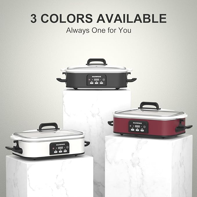 4 Quart Casserole Programmable Slow Cooker with Ceramic Baking Dish - Perfect Kitchen Small Appliance for Family Dinners, Oven Safe and Durable Bakeware for Lasagna, Roasts