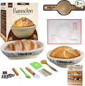KITTICH Banneton Bread Proofing Basket with Essentials Set, 10 Inch Oval and 9 Inch Round Rattan Baskets with Linen Liners, Perfect for Sourdough Starter Kit - Sourdough Bread Baking Supplies