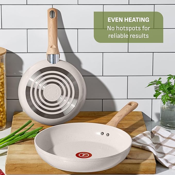 T-fal Revive Ceramic Nonstick Saute Frying Pan with Lid 6 Qt, Oven Safe to 350°F Cookware, Stay-Cool Handle Skillet, Ceramic Pots and Pans, Beige Granite