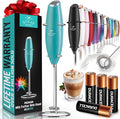 Zulay Kitchen Powerful Milk Frother Wand With 4 AA Duracell Batteries - Ultra Fast Handheld Drink Mixer - Electric Whisk Foam Maker for Coffee, Lattes, Cappuccino, Matcha & Creamer