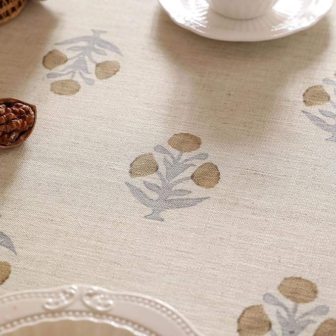 patdrea Designer Beige Tablecloth for Rectangle Table,Elegant Linen Floral Pattern French Table Cloth,Decor Cover Cloth for Kitchen Dining Christmas,Thanksgiving,Party,55"x87"-Istana a