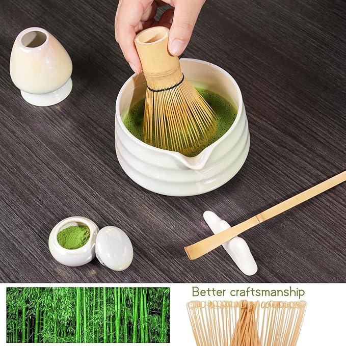 8Pcs Matcha Whisk Set, Iridescence Matcha Making Tools Accessories Kit with Bamboo Matcha Whisk,Bowl,Spoon,Sifter and Holder, Gifts for Matcha Lovers on Christmas, Birthday, Teacher's Day