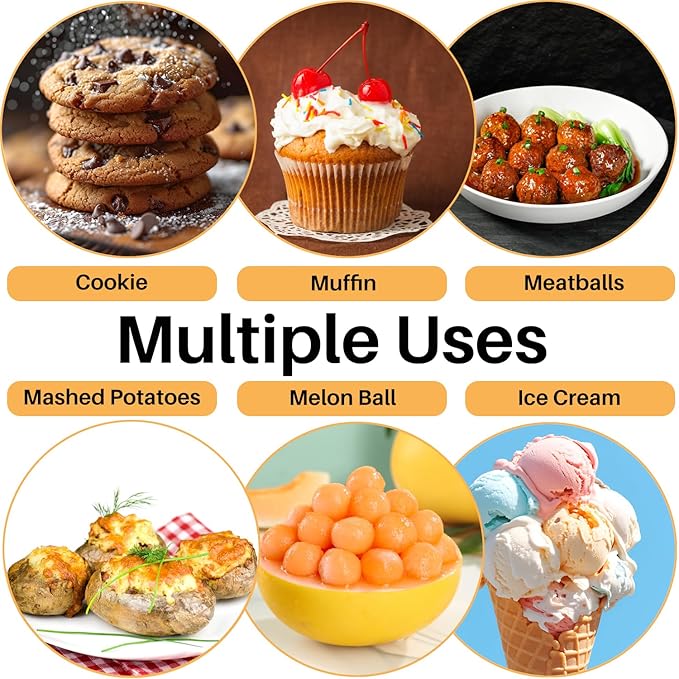 Cookie Scoop Set, Cookie Scoops for Baking Set of 3, Cookie Dough Scoop, 1 Tablespoon/ 2 Tablespoon/ 3 Tablespoon, Red/Black/Mint Handle, For Cookie Cupcake Muffin Ice Cream Truffles