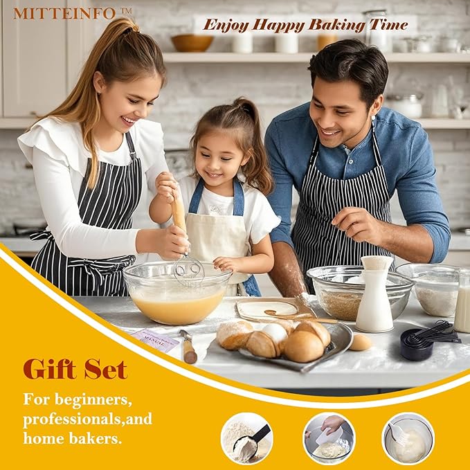 Banneton Bread Proofing Basket Set (9" Round + 10" Oval) with Sourdough Bread Baking Supplies | complete Artisan Baking Tools & Natural Rattan Supplies | All-in-One Gift Set