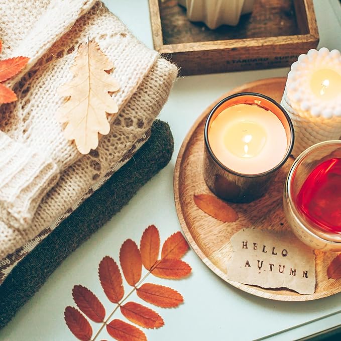 SHOWIN 14 OZ Thick Candle Jars for Making Candles 12 Pcs, 3 Wick Empty Jars with Wood Lids for Candle Making, Sample Container,Clear Brown