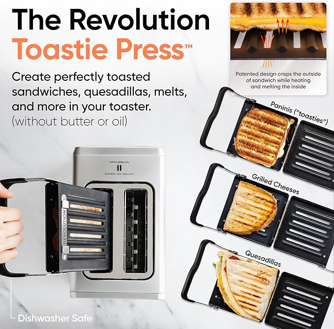 Revolution R180 Connect Plus Smart Toaster with Touchscreen (Bundle with Toastie Press & Warming Rack) Choose from 40+ Bread Types, 7 Browning Levels, & Toastie Press Mode