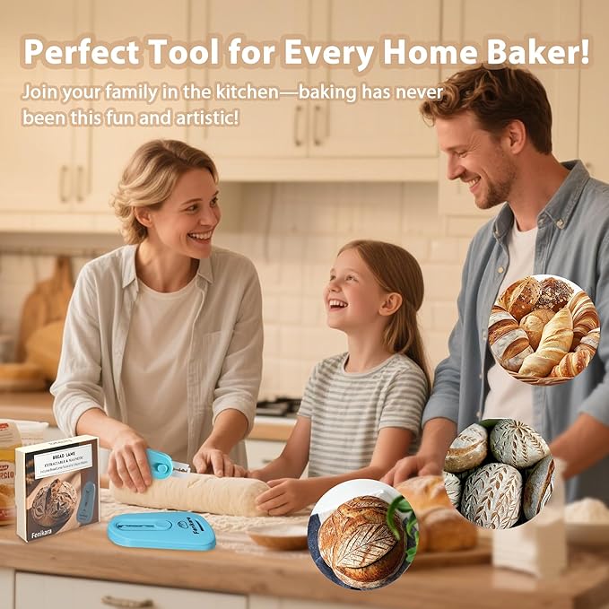 Professional Bread Lame,Upgraded Extractable & Magnetic Bread Lame Dough Scoring Tool,Premium Sourdough scoring tool for Sourdough Bread baking & Bread Making Tools,Includes 10 Razor Blades (Blue)