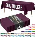 Exquisite 66% Thicker Premium Plastic Table Cloth Rectangle Table Cover 0.5 Mil 6 Pack Plum Table Cloth 54 Inch x 108 Inch Disposable Tablecloth Won't Tear Easily Like Cheap Thin Brands