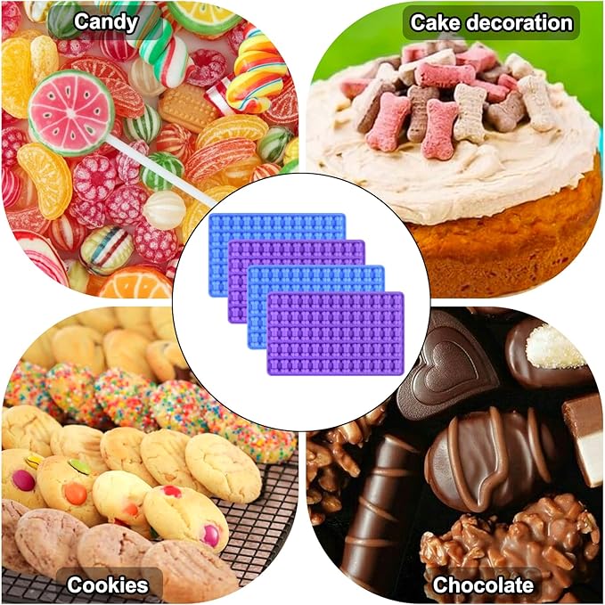 Palksky Dog Treat Molds Silicone, 4Pcs 65 Cavities Mini Bone Mold for Baking and Freezing