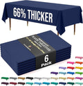 Party Solids 66% Thicker Premium Plastic Table Cloth Rectangle Table Cover 0.5 Mil 6 Pack Navy Blue Table Cloth 54 Inch x 108 Inch Disposable Tablecloth Won't Tear Easily Like Cheap Thin Brands