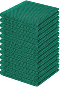 Homaxy 100% Cotton Waffle Weave Kitchen Dish Cloths, Ultra Soft Absorbent Quick Drying Dish Towels, 12 x 12 Inches, 12-Pack, Dark Green