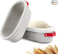 Banneton Bread Proofing Basket - Cotton Oval Banneton Basket Set of 2 Sourdough Proofing Baskets Round Proofing Bowls Handmade Rattan Baskets and Liners