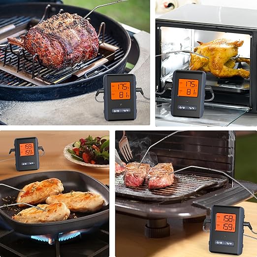 Remote Meat Thermometer Wireless, Vauno Wireless Meat Thermometer for Grilling and Smoking with Dual Meat Probe, Kitchen Timer, Digital Cooking Food Thermometer for Smoker BBQ Oven Outside Grill