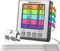 ThermoPro TP17H Digital Meat Thermometer with 4 Temperature Probes, HI/LOW Alarm Smoker Food Thermometer with Colored Backlit LCD, BBQ Thermometer for Cooking Grilling Kitchen Oven Barbecue Turkey