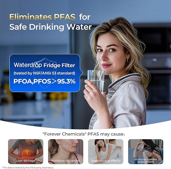 Waterdrop Plus XWF Replacement for GE® XWF, WR17X30702, NSF/ANSI 401&53&42&372 Certified, 𝐑𝐞𝐝𝐮𝐜𝐢𝐧𝐠 𝐏𝐅𝐀𝐒, 3 Filters