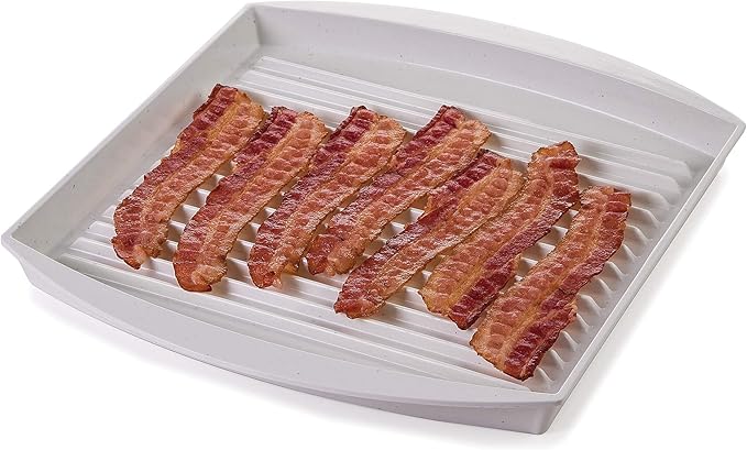 PrepSolutions Microwavable Bacon Grill, White – Nonstick, Easy-Clean Design, 1 Piece